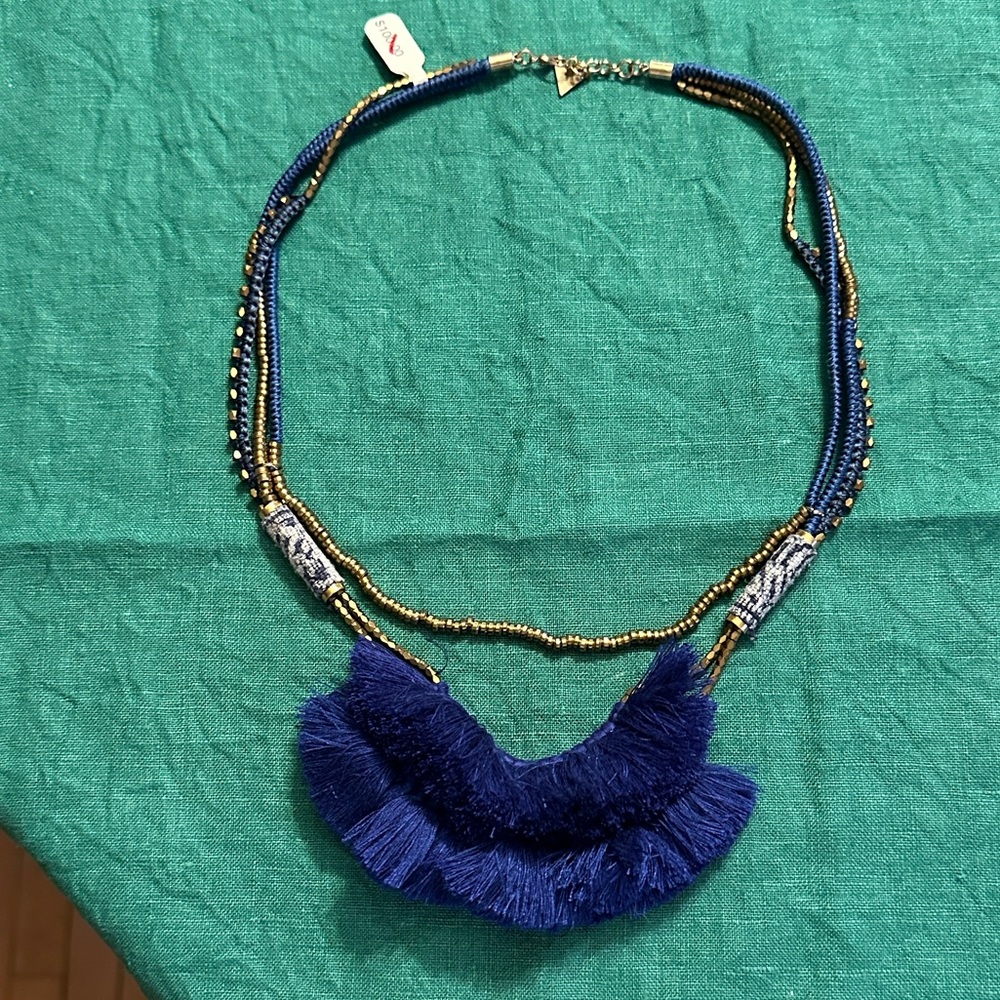 Anthropologie Hmong Necklace | Color: Blue/Gold Exotic Bead